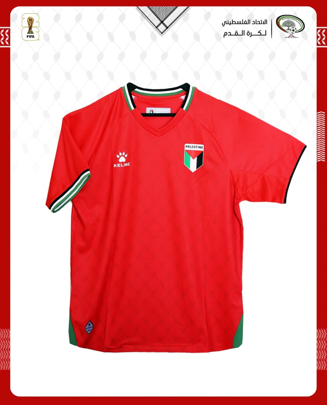 Camiseta Palestina Selección Nacional Fútbol Roja 2025 Local