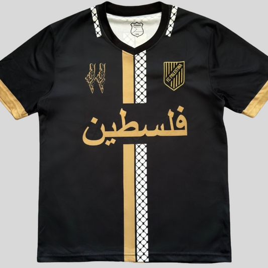 Camiseta Palestina Fútbol 2025 dorada con mapa 11