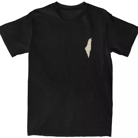 Camiseta Palestina negra con mapa