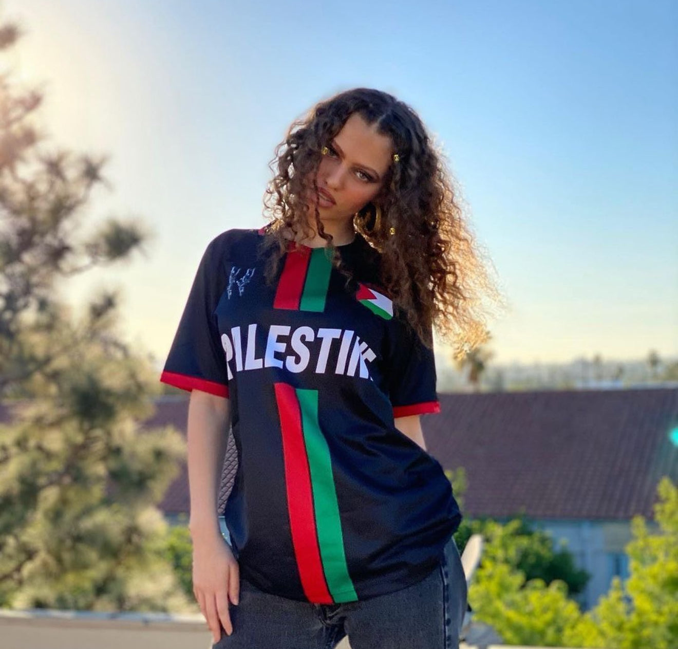 Camiseta Palestina Fútbol 2025 Negra con Mapa 11