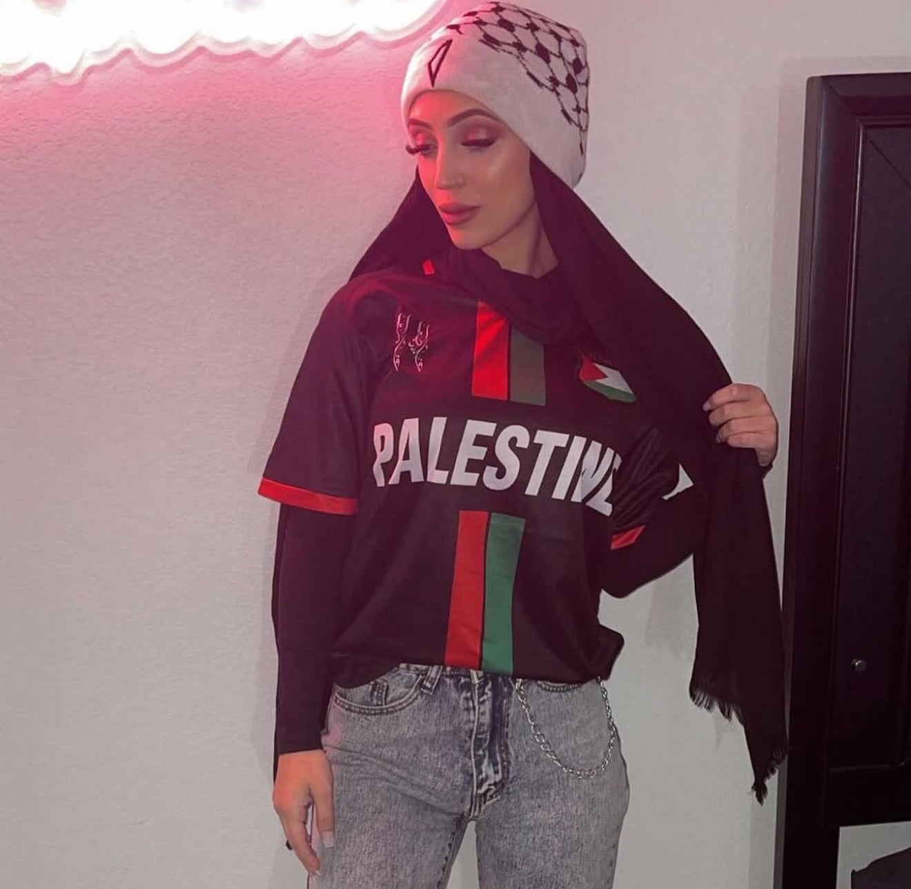 Camiseta Palestina Fútbol 2025 Negra con Mapa 11